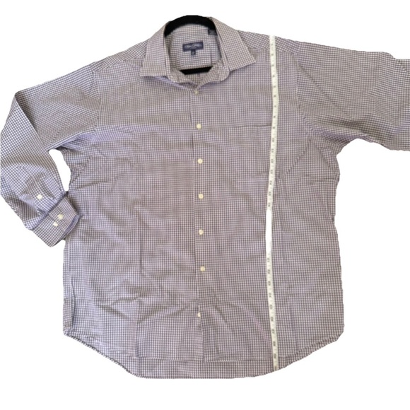 SEAN JOHN purple check long sleeve button front shirt men's XL 17 1/2 Office - Picture 8 of 8